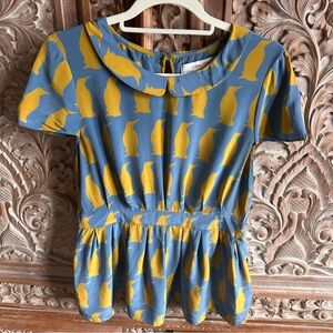 Chinti & Parker Blue and Yellow Penguin Top